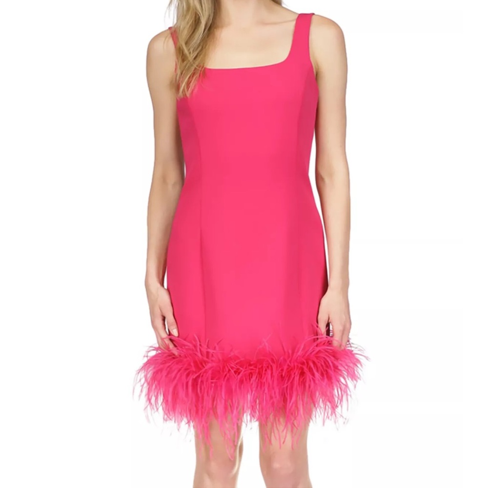 Michael Kors Feathered Stretch Crepe Minidress - Size 6 - NWT - Deep Fuchsia